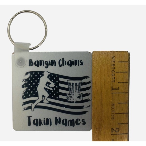 Disc Golf Keychain BANGIN CHAINS PATRIOTIC Grey Gradient Custom Made Key Ring - Picture 3 of 7